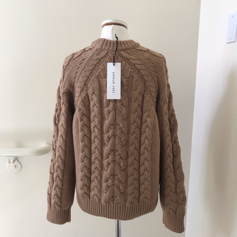 Amour Vert Kendra Wool Cable Knit Sweater M - Picture 3 of 6
